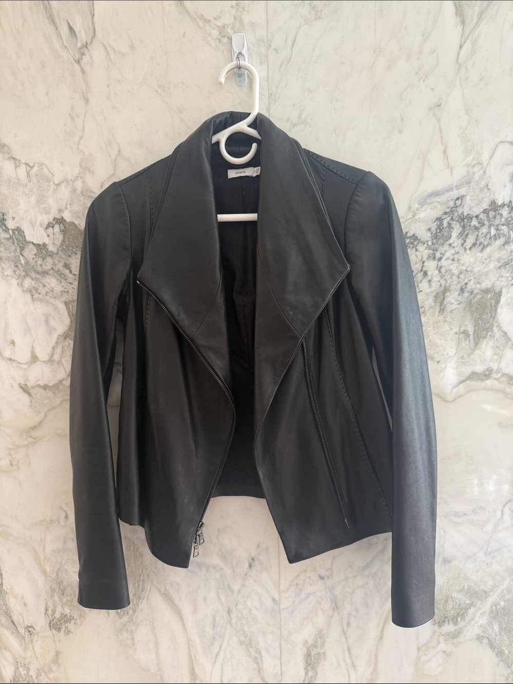 Vince Black biker Leather Jacket
